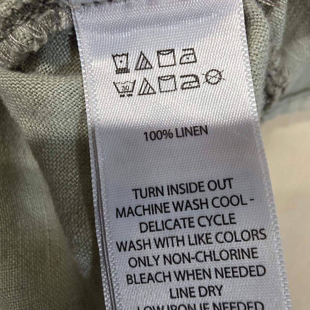 Tahari Linen Tunic Top Sage Green 3/4 Sleeve V-Neck Blouse Large - Picture 5 of 13